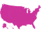 a pink icon of the shape of the United States, representing domestic travel insurance 